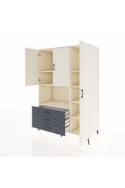 Kronos Dolap 7 Raflı 3 Çekmeceli 3 Kapaklı 132x59x195 Aytaşı-Aytaşı/Antrasit