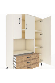 Kronos Dolap 7 Raflı 3 Çekmeceli 3 Kapaklı 132x59x195 Aytaşı-Aytaşı/Çam