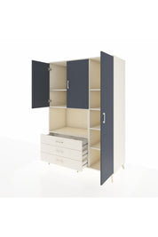 Kronos Dolap 7 Raflı 3 Çekmeceli 3 Kapaklı 132x59x195 Aytaşı-Antrasit/Aytaşı