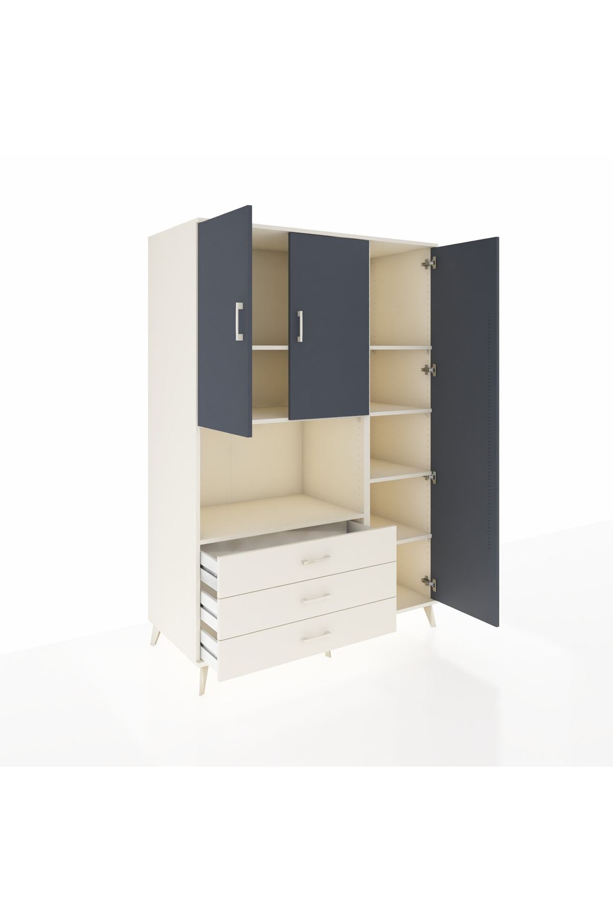 Kronos Dolap 7 Raflı 3 Çekmeceli 3 Kapaklı 132x59x195 Aytaşı-Antrasit/Aytaşı