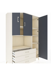 Kronos Dolap 7 Raflı 3 Çekmeceli 3 Kapaklı 132x59x195 Aytaşı-Antrasit/Aytaşı