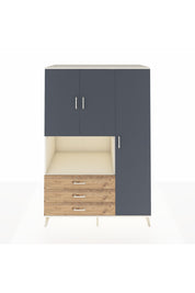 Kronos Dolap 7 Raflı 3 Çekmeceli 3 Kapaklı 132x59x195 Aytaşı-Antrasit/Çam