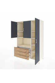 Kronos Dolap 7 Raflı 3 Çekmeceli 3 Kapaklı 132x59x195 Aytaşı-Antrasit/Çam