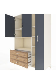 Kronos Dolap 7 Raflı 3 Çekmeceli 3 Kapaklı 132x59x195 Aytaşı-Antrasit/Çam