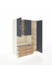 Kronos Dolap 7 Raflı 3 Çekmeceli 3 Kapaklı 132x59x195 Aytaşı-Antrasit/Çam