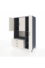 Kronos Dolap 7 Raflı 3 Çekmeceli 3 Kapaklı 132x59x195 Antrasit-Aytaşı/Aytaşı