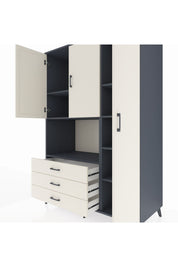 Kronos Dolap 7 Raflı 3 Çekmeceli 3 Kapaklı 132x59x195 Antrasit-Aytaşı/Aytaşı