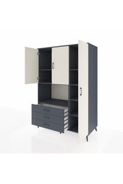Kronos Dolap 7 Raflı 3 Çekmeceli 3 Kapaklı 132x59x195 Antrasit-Aytaşı/Antrasit