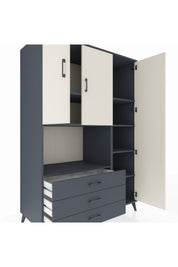 Kronos Dolap 7 Raflı 3 Çekmeceli 3 Kapaklı 132x59x195 Antrasit-Aytaşı/Antrasit