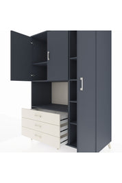 Kronos Dolap 7 Raflı 3 Çekmeceli 3 Kapaklı 132x59x195 Antrasit-Antrasit/Aytaşı