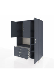 Kronos Dolap 7 Raflı 3 Çekmeceli 3 Kapaklı 132x59x195 Antrasit-Antrasit/Antrasit