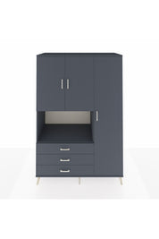 Kronos Dolap 7 Raflı 3 Çekmeceli 3 Kapaklı 132x59x195 Antrasit-Antrasit/Antrasit