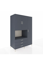 Kronos Dolap 7 Raflı 3 Çekmeceli 3 Kapaklı 132x59x195 Antrasit-Antrasit/Antrasit