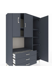 Kronos Dolap 7 Raflı 3 Çekmeceli 3 Kapaklı 132x59x195 Antrasit-Antrasit/Antrasit