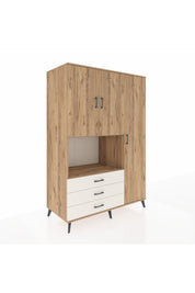 Kronos Dolap 7 Raflı 3 Çekmeceli 3 Kapaklı 132x59x195 Çam-Çam/Aytaşı