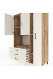 Kronos Dolap 7 Raflı 3 Çekmeceli 3 Kapaklı 132x59x195 Çam-Aytaşı/Aytaşı