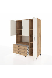 Kronos Dolap 7 Raflı 3 Çekmeceli 3 Kapaklı 132x59x195 Çam-Aytaşı/Çam