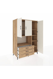 Kronos Dolap 7 Raflı 3 Çekmeceli 3 Kapaklı 132x59x195 Çam-Aytaşı/Çam