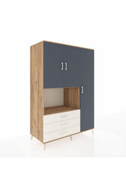 Kronos Dolap 7 Raflı 3 Çekmeceli 3 Kapaklı 132x59x195 Çam-Antrasit/Aytaşı