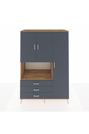 Kronos Dolap 7 Raflı 3 Çekmeceli 3 Kapaklı 132x59x195 Çam-Antrasit/Antrasit