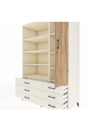 Kronos Dolap 8 Raflı 6 Çekmeceli Tek Kapaklı 132x59x195 Aytaşı-Çam/Aytaşı