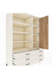 Kronos Dolap 8 Raflı 6 Çekmeceli Tek Kapaklı 132x59x195 Aytaşı-Çam/Aytaşı