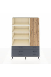 Kronos Dolap 8 Raflı 6 Çekmeceli Tek Kapaklı 132x59x195 Aytaşı-Çam/Antrasit