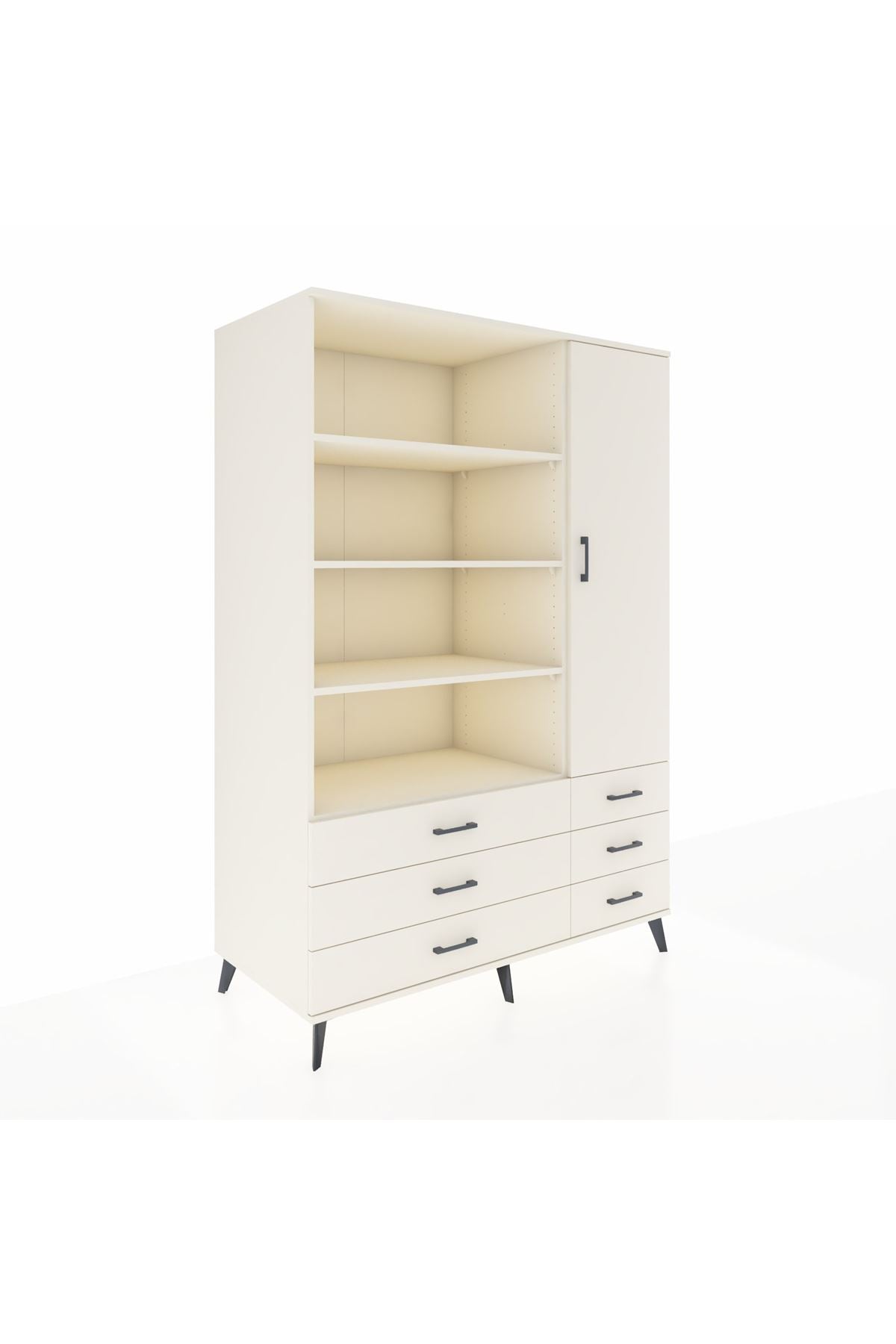 Kronos Dolap 8 Raflı 6 Çekmeceli Tek Kapaklı 132x59x195 Aytaşı-Aytaşı/Aytaşı