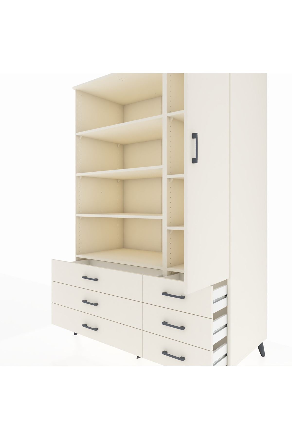 Kronos Dolap 8 Raflı 6 Çekmeceli Tek Kapaklı 132x59x195 Aytaşı-Aytaşı/Aytaşı