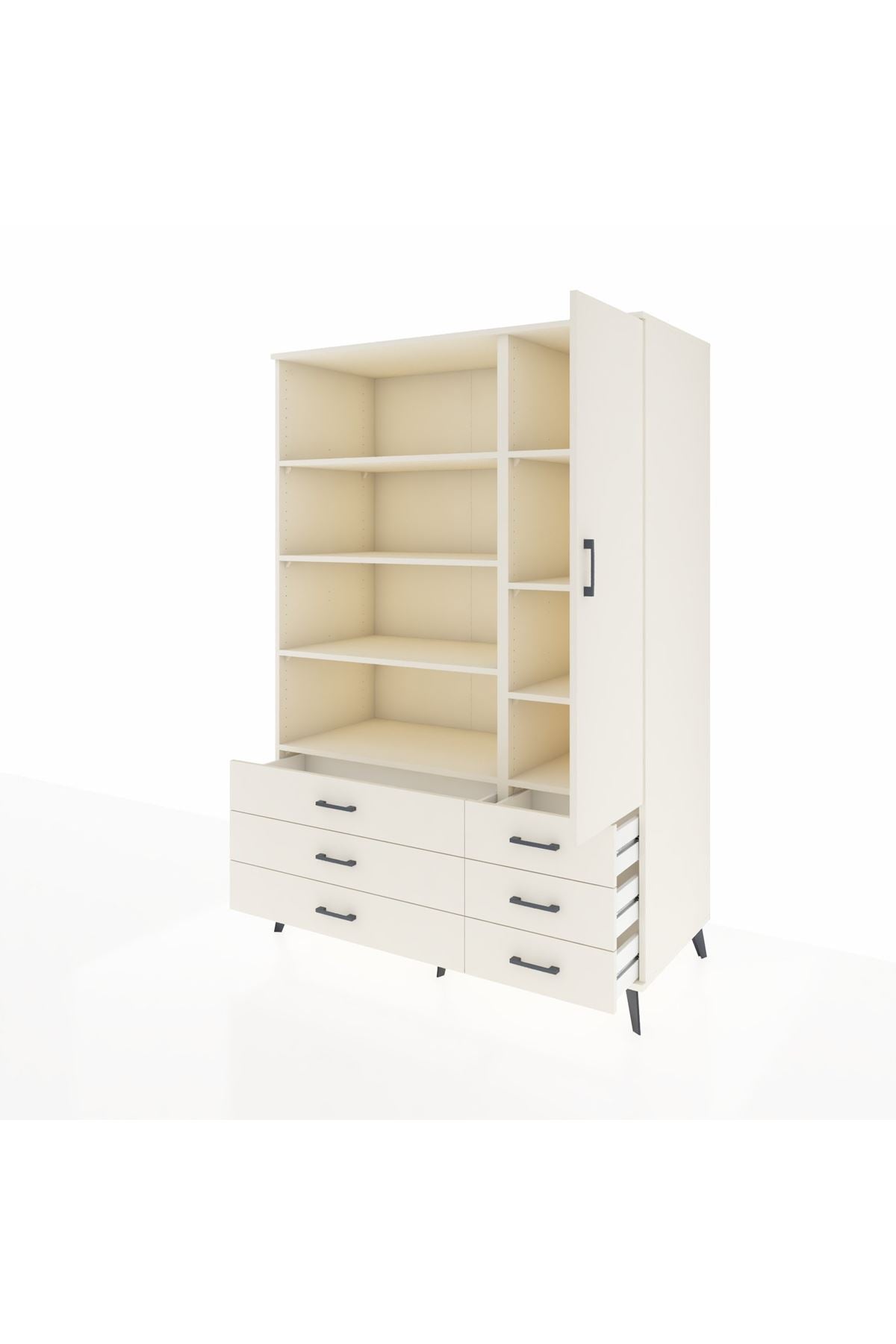 Kronos Dolap 8 Raflı 6 Çekmeceli Tek Kapaklı 132x59x195 Aytaşı-Aytaşı/Aytaşı