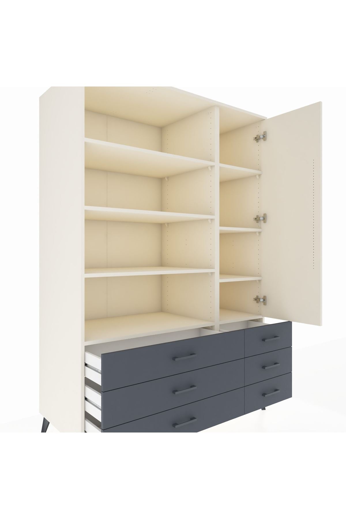 Kronos Dolap 8 Raflı 6 Çekmeceli Tek Kapaklı 132x59x195 Aytaşı-Aytaşı/Antrasit