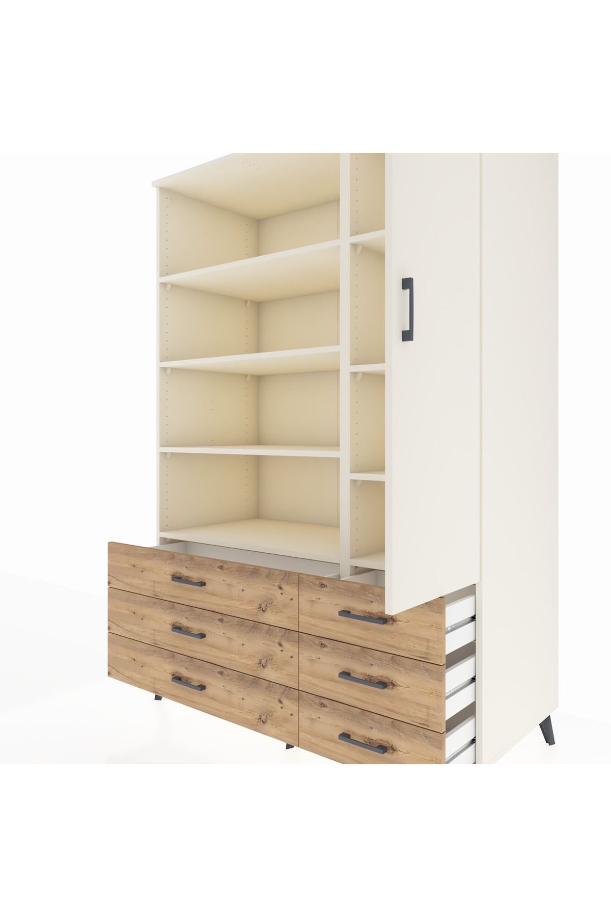Kronos Dolap 8 Raflı 6 Çekmeceli Tek Kapaklı 132x59x195 Aytaşı-Aytaşı/Çam