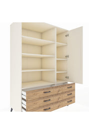 Kronos Dolap 8 Raflı 6 Çekmeceli Tek Kapaklı 132x59x195 Aytaşı-Aytaşı/Çam