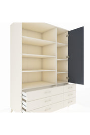 Kronos Dolap 8 Raflı 6 Çekmeceli Tek Kapaklı 132x59x195 Aytaşı-Antrasit/Aytaşı