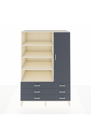 Kronos Dolap 8 Raflı 6 Çekmeceli Tek Kapaklı 132x59x195 Aytaşı-Antrasit/Antrasit