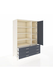 Kronos Dolap 8 Raflı 6 Çekmeceli Tek Kapaklı 132x59x195 Aytaşı-Antrasit/Antrasit