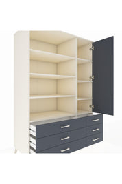 Kronos Dolap 8 Raflı 6 Çekmeceli Tek Kapaklı 132x59x195 Aytaşı-Antrasit/Antrasit