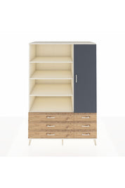 Kronos Dolap 8 Raflı 6 Çekmeceli Tek Kapaklı 132x59x195 Aytaşı-Antrasit/Çam