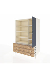 Kronos Dolap 8 Raflı 6 Çekmeceli Tek Kapaklı 132x59x195 Aytaşı-Antrasit/Çam