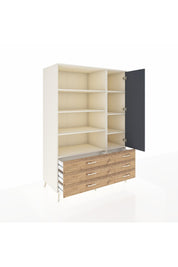 Kronos Dolap 8 Raflı 6 Çekmeceli Tek Kapaklı 132x59x195 Aytaşı-Antrasit/Çam