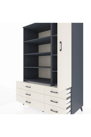 Kronos Dolap 8 Raflı 6 Çekmeceli Tek Kapaklı 132x59x195 Antrasit-Aytaşı/Aytaşı