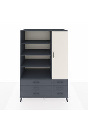 Kronos Dolap 8 Raflı 6 Çekmeceli Tek Kapaklı 132x59x195 Antrasit-Aytaşı/Antrasit