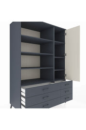 Kronos Dolap 8 Raflı 6 Çekmeceli Tek Kapaklı 132x59x195 Antrasit-Aytaşı/Antrasit