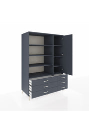 Kronos Dolap 8 Raflı 6 Çekmeceli Tek Kapaklı 132x59x195 Antrasit-Antrasit/Antrasit
