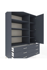 Kronos Dolap 8 Raflı 6 Çekmeceli Tek Kapaklı 132x59x195 Antrasit-Antrasit/Antrasit