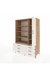 Kronos Dolap 8 Raflı 6 Çekmeceli Tek Kapaklı 132x59x195 Çam-Aytaşı/Aytaşı