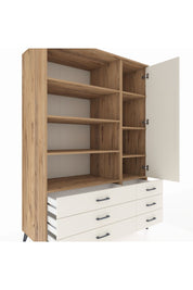 Kronos Dolap 8 Raflı 6 Çekmeceli Tek Kapaklı 132x59x195 Çam-Aytaşı/Aytaşı