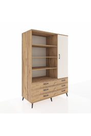 Kronos Dolap 8 Raflı 6 Çekmeceli Tek Kapaklı 132x59x195 Çam-Aytaşı/Çam