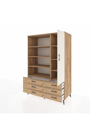 Kronos Dolap 8 Raflı 6 Çekmeceli Tek Kapaklı 132x59x195 Çam-Aytaşı/Çam