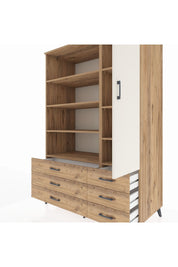 Kronos Dolap 8 Raflı 6 Çekmeceli Tek Kapaklı 132x59x195 Çam-Aytaşı/Çam